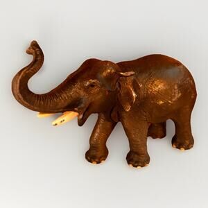 Vintage 1997 Schleich Germany Dark Gray Elephant Figurine Trunk Up Toy Figure